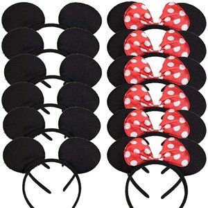 12 Pack Mouse Costume Deluxe Fabric Ears Headband